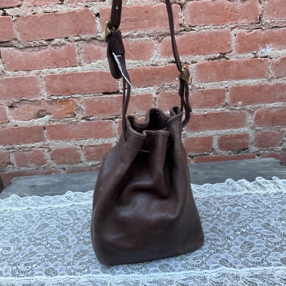 Coach Brown Leather Shoulder Bag with Bucket Design